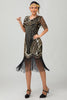 Load image into Gallery viewer, Sparkly Black Red Bodycon Fringed Flapper Dress with Sleeves