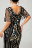 Load image into Gallery viewer, Sparkly Black Golden Bodycon Sequins Short 1920s Dress with Sleeves