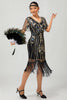 Load image into Gallery viewer, Sparkly Black Golden Bodycon Sequins Short 1920s Dress with Sleeves