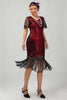 Load image into Gallery viewer, Sparkly Black Red Bodycon Fringed Flapper Dress with Sleeves