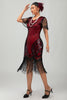 Load image into Gallery viewer, Sparkly Black Golden Sequins V-Neck Flapper Dress with Fringes
