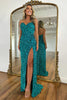 Load image into Gallery viewer, Sparkly Red Sweetheart Sequins Mermaid Long Corset Formal Dress with Beading