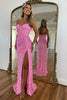 Load image into Gallery viewer, Sparkly Red Sweetheart Sequins Mermaid Long Corset Formal Dress with Beading