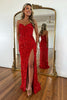 Load image into Gallery viewer, Sparkly Red Sweetheart Sequins Mermaid Long Corset Formal Dress with Beading