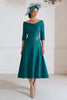 Load image into Gallery viewer, Sparkly Peacock Green A Line Midi Mother of the Bride Dress with Beading
