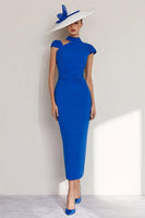 Load image into Gallery viewer, Royal Blue High Neck Sheath Long Mother of the Bride Dress