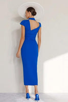 Load image into Gallery viewer, Royal Blue High Neck Sheath Long Mother of the Bride Dress
