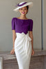 Load image into Gallery viewer, Grape Pencil Boat Neck Midi Mother of the Bride Dress with Bow