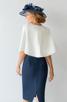 Load image into Gallery viewer, Navy Bodycon Floral 2 Piece Short Mother of the Bride Dress