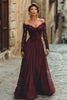 Load image into Gallery viewer, Cabernet A Line Long Chiffon Mother of the Bride Dress with Sleeves
