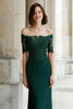 Load image into Gallery viewer, Pine Green Off the Shoulder Mermaid Long Mother of the Bride Dress with Appliques