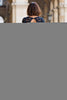 Load image into Gallery viewer, Navy Chiffon Round Neck A-Line Long Mother of the Bride Dress with Appliques