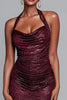 Load image into Gallery viewer, Sparkly Burgundy Sequin Halter Mermaid Long Formal Dress