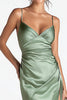Load image into Gallery viewer, Sage Green Spaghetti Straps Satin Mermaid Long Formal Dress with Slit