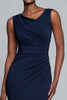 Load image into Gallery viewer, Simple Navy V-Neck Ruched Mermaid Long Formal Dress