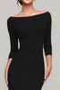Load image into Gallery viewer, Black Boat Neck Mermaid Long Formal Dress with Sleeves
