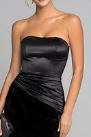 Load image into Gallery viewer, Black Velvet Strapless Mermaid Long Formal Dress