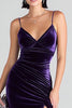 Load image into Gallery viewer, Purple Mermaid Spaghetti Straps Velvet Long Formal Dress with Slit