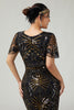 Load image into Gallery viewer, Sparkly Black Golden Beaded Sequins Bodycon Flapper Dress with Fringes
