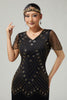 Load image into Gallery viewer, Sparkly Black Golden Bodycon Fringed 1920s Flapper Dress with Beading