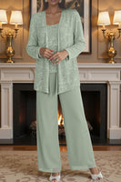 Load image into Gallery viewer, Sparkly Sequin 3 Piece Long Mother of the Bride Pant Suits with Jacket