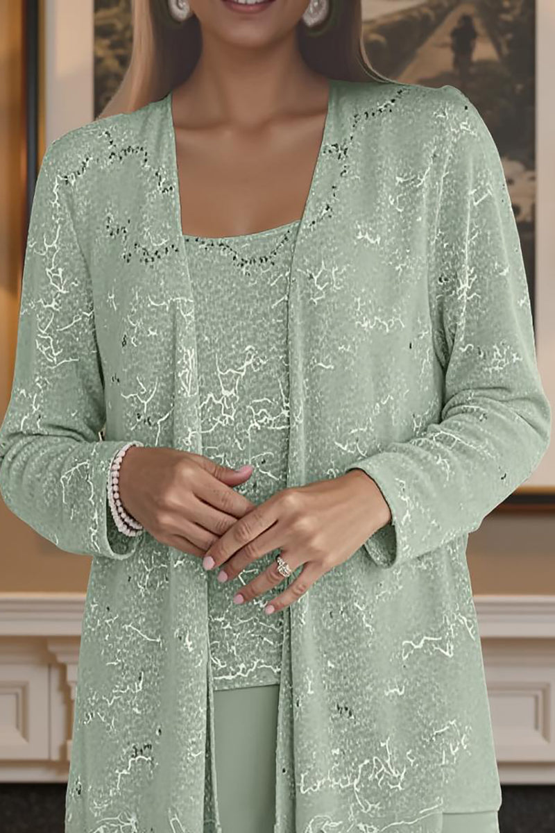 Load image into Gallery viewer, Sparkly Sequin 3 Piece Long Mother of the Bride Pant Suits with Jacket