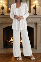 Load image into Gallery viewer, Sparkly Sequin 3 Piece Long Mother of the Bride Pant Suits with Jacket