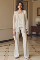 Load image into Gallery viewer, Apricot 3 Piece V-Neck Long Sleeves Mother of the Bride Pant Suits with Jacket