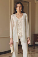 Load image into Gallery viewer, Apricot 3 Piece V-Neck Long Sleeves Mother of the Bride Pant Suits with Jacket