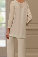 Load image into Gallery viewer, Apricot 3 Piece V-Neck Long Sleeves Mother of the Bride Pant Suits with Jacket