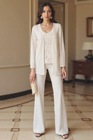 Load image into Gallery viewer, Apricot 3 Piece V-Neck Long Sleeves Mother of the Bride Pant Suits with Jacket