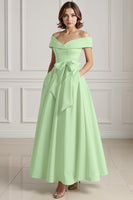 Load image into Gallery viewer, Burgundy Off the Shoulder A Line Long Mother of the Bride Dress with Bow