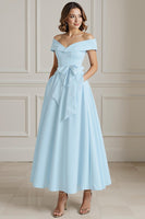 Load image into Gallery viewer, Burgundy Off the Shoulder A Line Long Mother of the Bride Dress with Bow