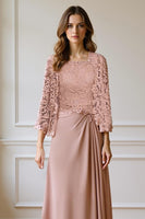 Load image into Gallery viewer, Peacock Green 2 Piece A Line Long Mother of the Bride Dress with Lace