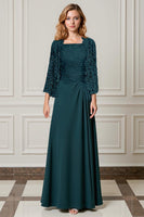 Load image into Gallery viewer, Peacock Green 2 Piece A Line Long Mother of the Bride Dress with Lace