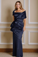 Load image into Gallery viewer, Navy Off the Shoulder Mermaid Long Mother of the Bride Dress