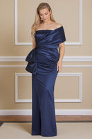 Load image into Gallery viewer, Navy Off the Shoulder Mermaid Long Mother of the Bride Dress