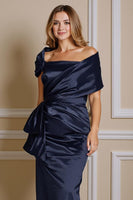 Load image into Gallery viewer, Navy Off the Shoulder Mermaid Long Mother of the Bride Dress
