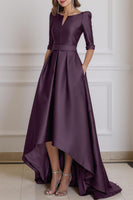 Load image into Gallery viewer, Light Blue A Line High Low Mother of the Bride Dress with Sleeves