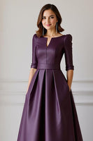 Load image into Gallery viewer, Light Blue A Line High Low Mother of the Bride Dress with Sleeves