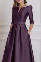 Load image into Gallery viewer, Light Blue A Line High Low Mother of the Bride Dress with Sleeves