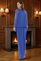 Load image into Gallery viewer, Royal Blue 3 Piece Long Mother of the Bride Pant Suits with Jacket