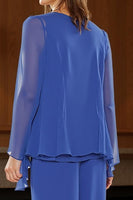 Load image into Gallery viewer, Royal Blue 3 Piece Long Mother of the Bride Pant Suits with Jacket