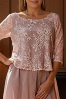 Load image into Gallery viewer, Dusty Rose 2 Piece Lace Long Mother of the Bride Pant Suits