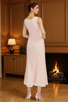 Load image into Gallery viewer, Blush Pink 2 Piece Tea Length Mother of the Bride Dress with Lace Jacket