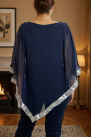 Load image into Gallery viewer, Sparkly Navy 2 Piece Long Mother of the Bride Pant Suits