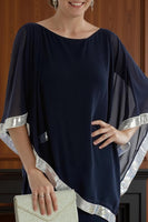 Load image into Gallery viewer, Sparkly Navy 2 Piece Long Mother of the Bride Pant Suits