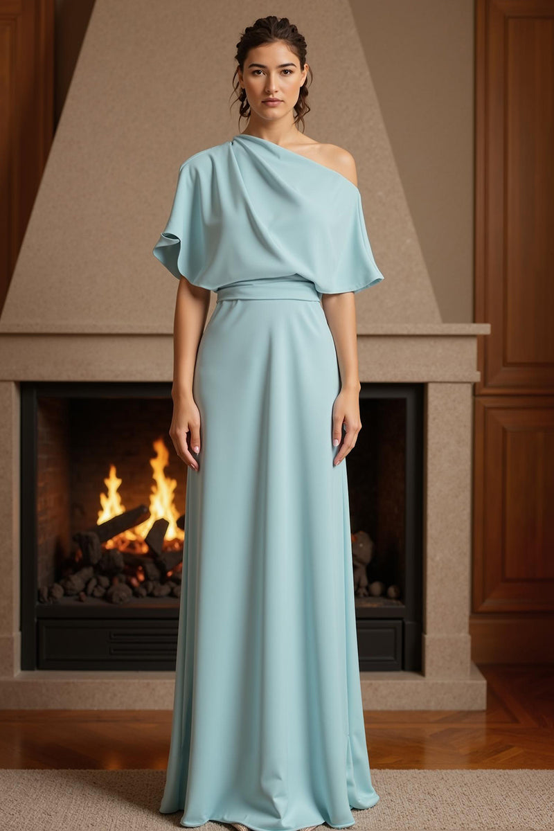 Load image into Gallery viewer, Yellow One Shoulder Ruched Floor-Length Mother of the Bride Dress