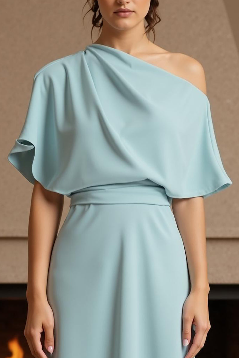 Load image into Gallery viewer, Yellow One Shoulder Ruched Floor-Length Mother of the Bride Dress