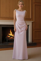 Load image into Gallery viewer, Purple Backless Ruched Sheath Long Mother of the Bride Dress